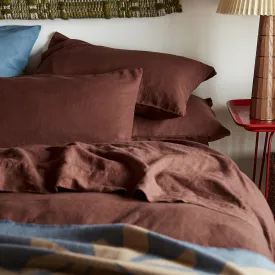 Chestnut Brown 100% Linen Pillowcases (Pair)