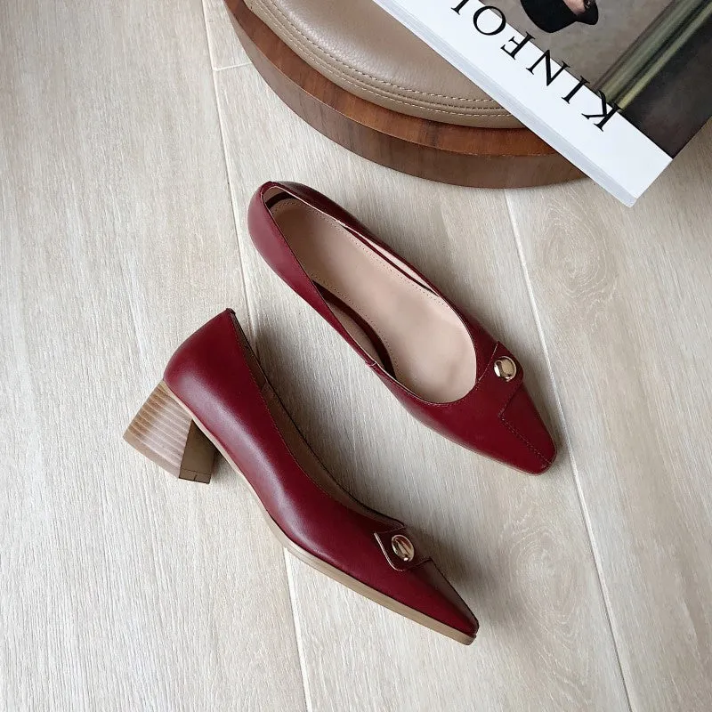 Chunky Heel Square Head Pumps  | Gift Shoes