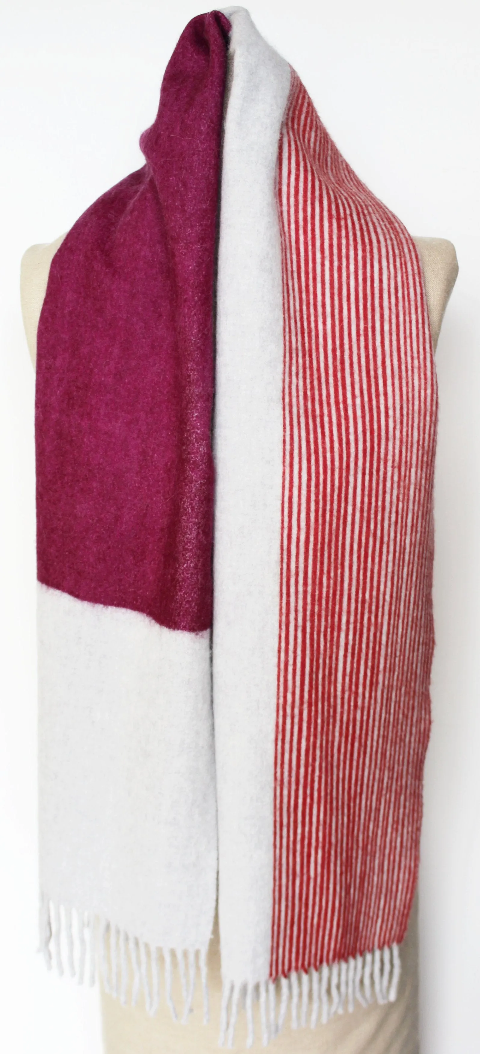 Colour Block hand printed Angora Wool scarf - Staffa 6 womenswear