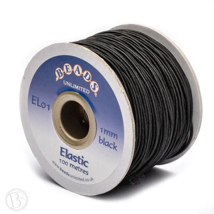 Coloured Elastic Black 1mm - Reel of 100m