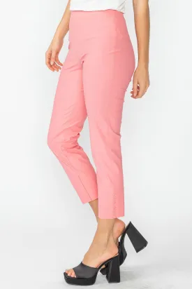 Coral Button Hem Slim Crops