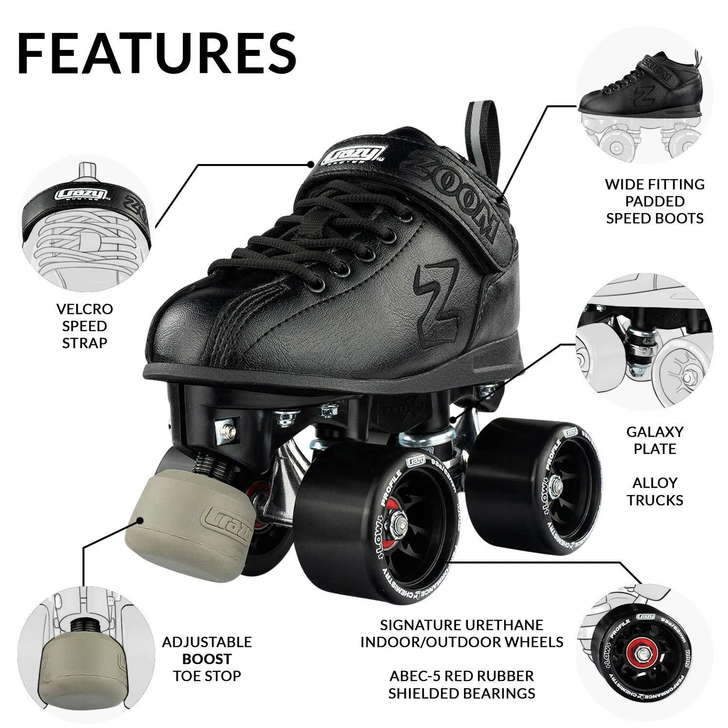 Crazy Skates Zoom Speed Roller Skates