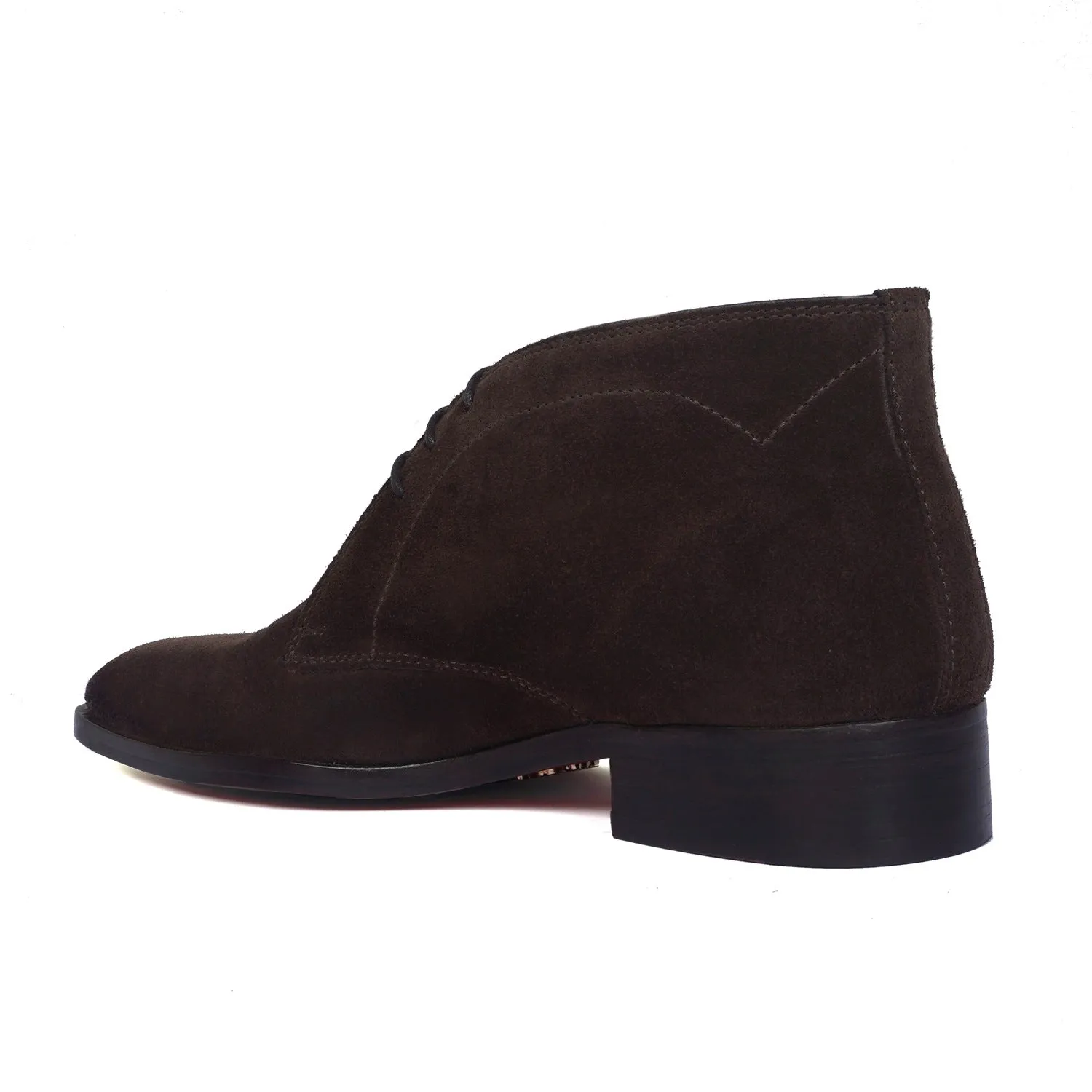 Derby Lace-Up Chukka Boot in Dark Brown Suede Leather