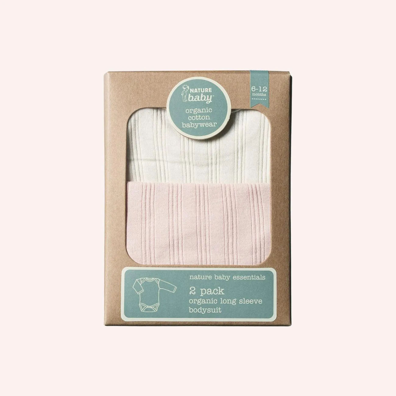 Derby Long Sleeve Bodysuit 2 pack - Natural/Rose Bud