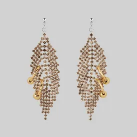 DOWNFALL. Pierced Dazzle Chain Chandelier Earrings - Silver