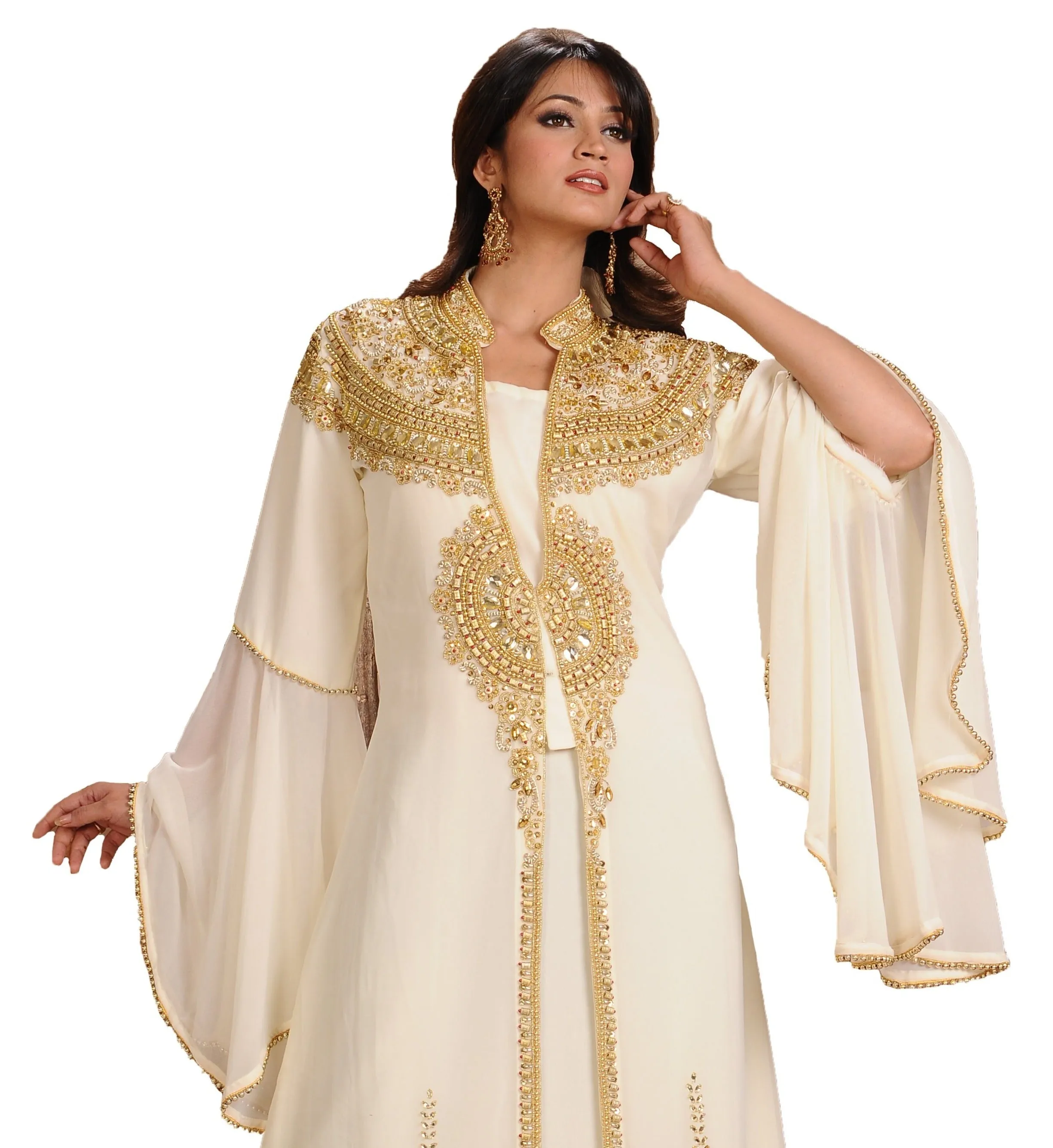 Embroidered Caftan Cocktail Party Gown