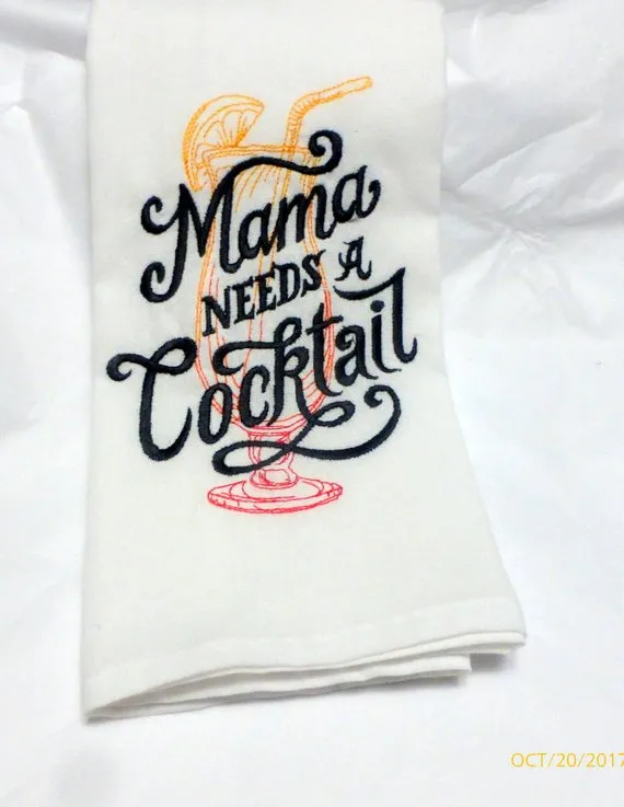 Embroidered Flour Sack Towel, Gift for Mom