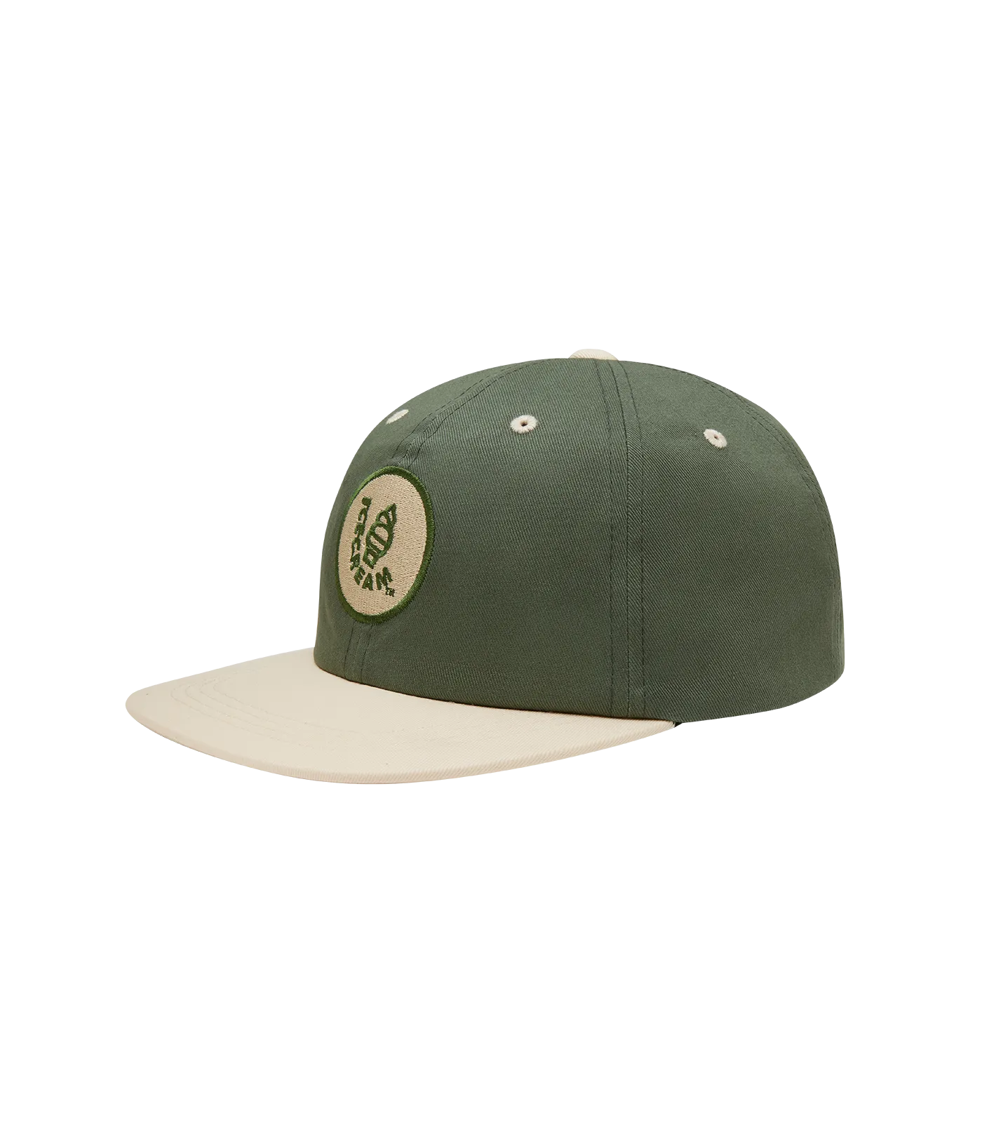 EMBROIDERED LOGO CAP - GREEN/IVORY