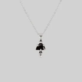 ENOKI. Tiny Mushroom Gemstone Necklace - Silver