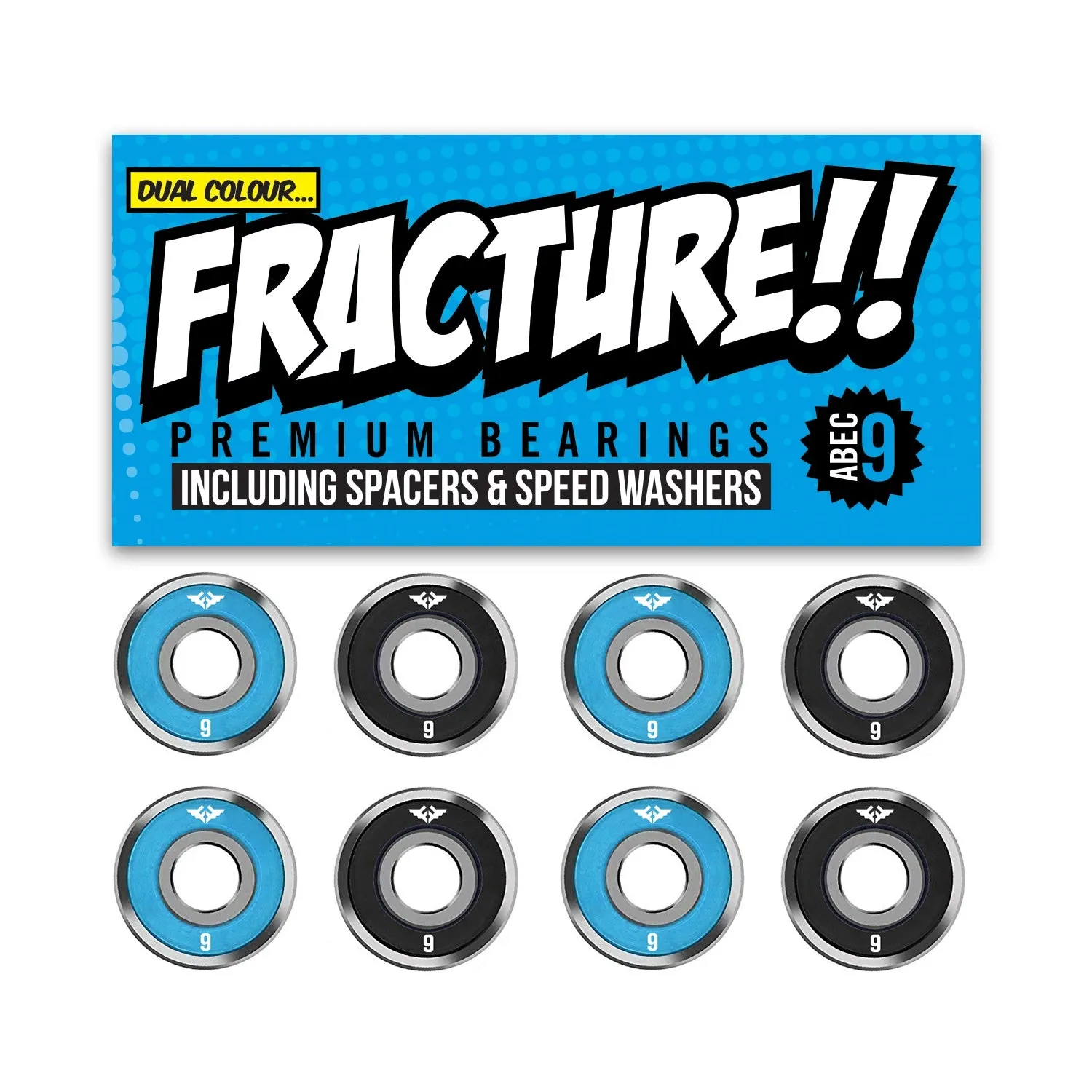 Fracture Premium Abec 9 Blue & Black Bearings