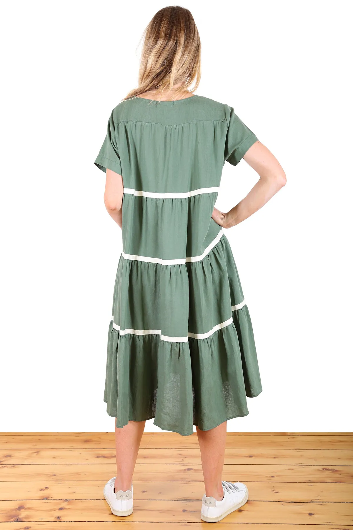 Fremantle Market Dress Sage in Tencel