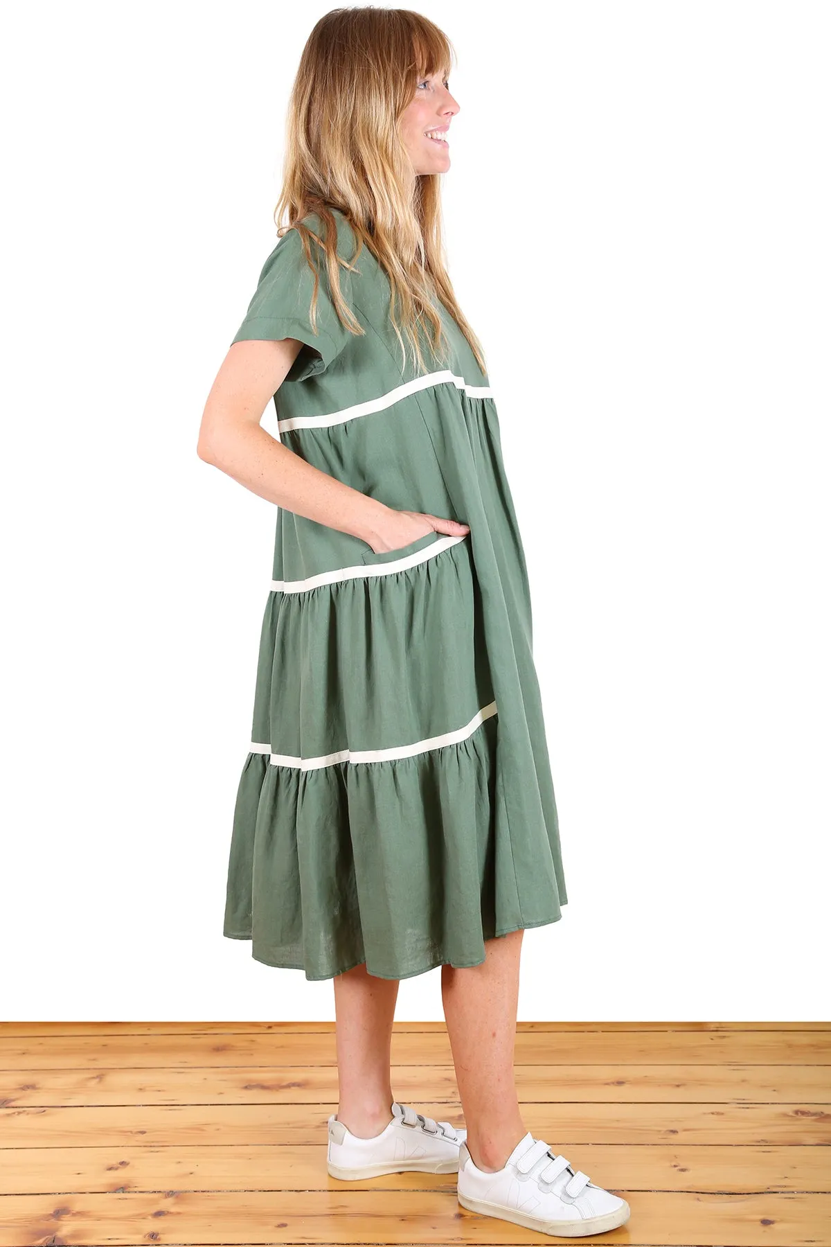 Fremantle Market Dress Sage in Tencel