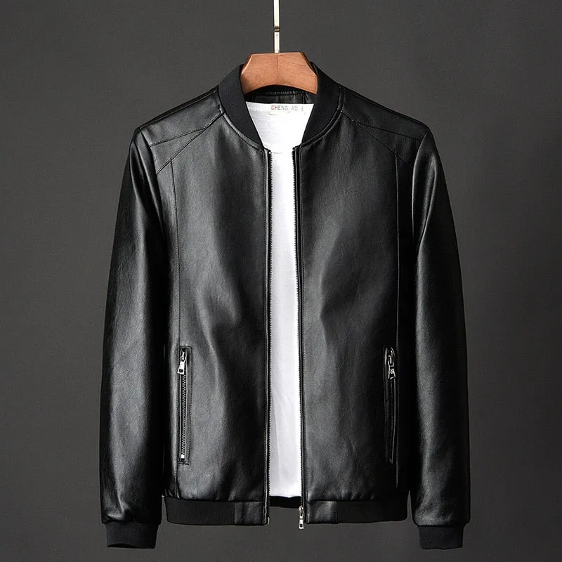 Funki Buys | Jackets | Men's Faux Leather Thin Bomber Jacket