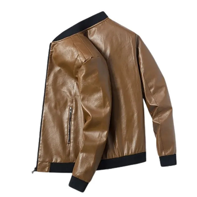 Funki Buys | Jackets | Men's Faux Leather Thin Bomber Jacket