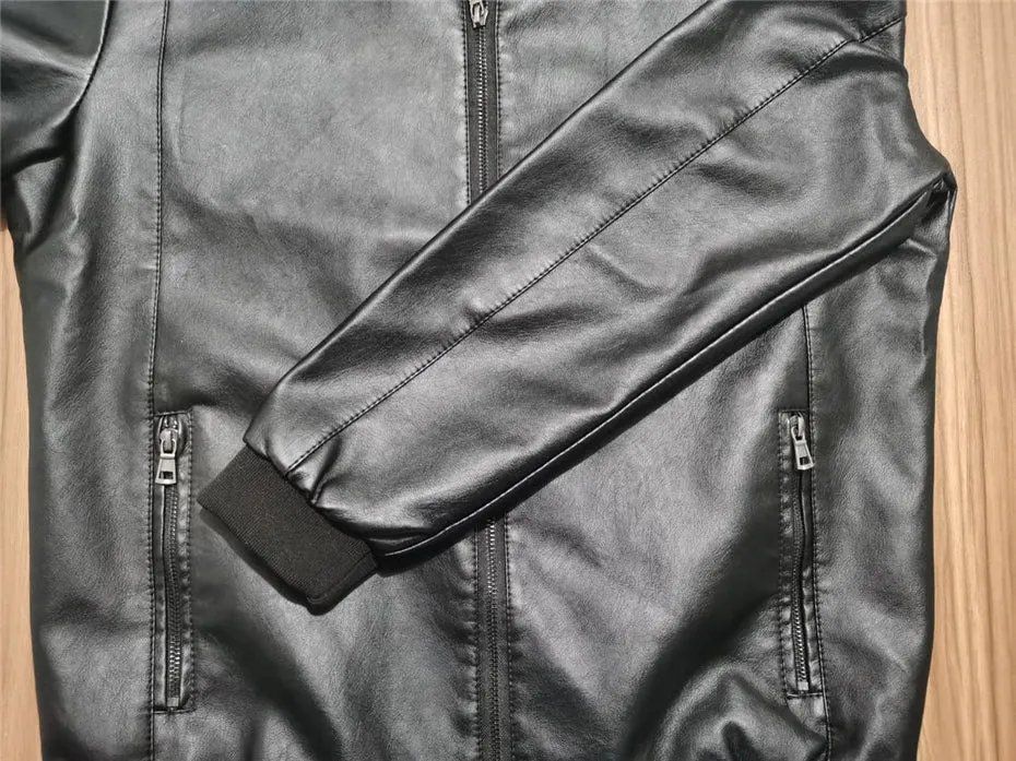 Funki Buys | Jackets | Men's Faux Leather Thin Bomber Jacket