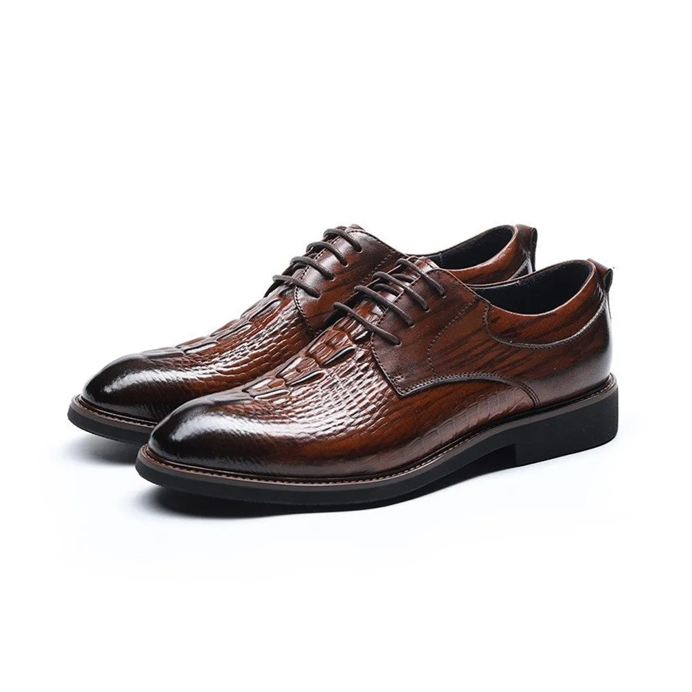 Genuine Leather Block Heel Derby for Men