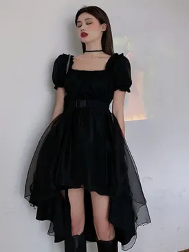 Getadme Harajuku Y2k Cyber Alt Dress E Girl Ruffle Hepburn Kawaii Ropa Fairycore Irregular Black Gothic Dresses Emo Mini Lolita Vestidos