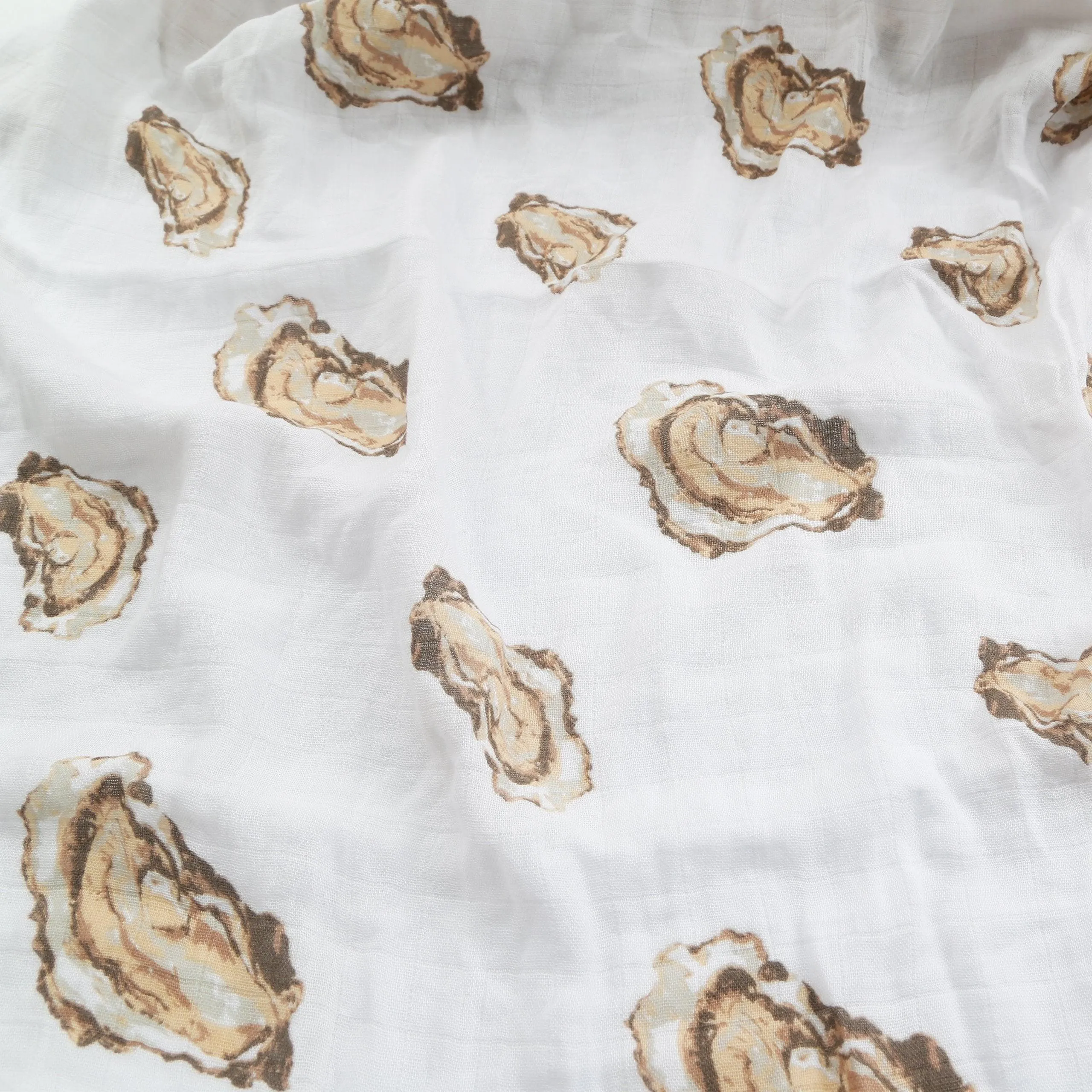 Gift Set: Aw Shucks! Oyster Baby Muslin Swaddle Blanket and Burp Cloth/Bib Combo