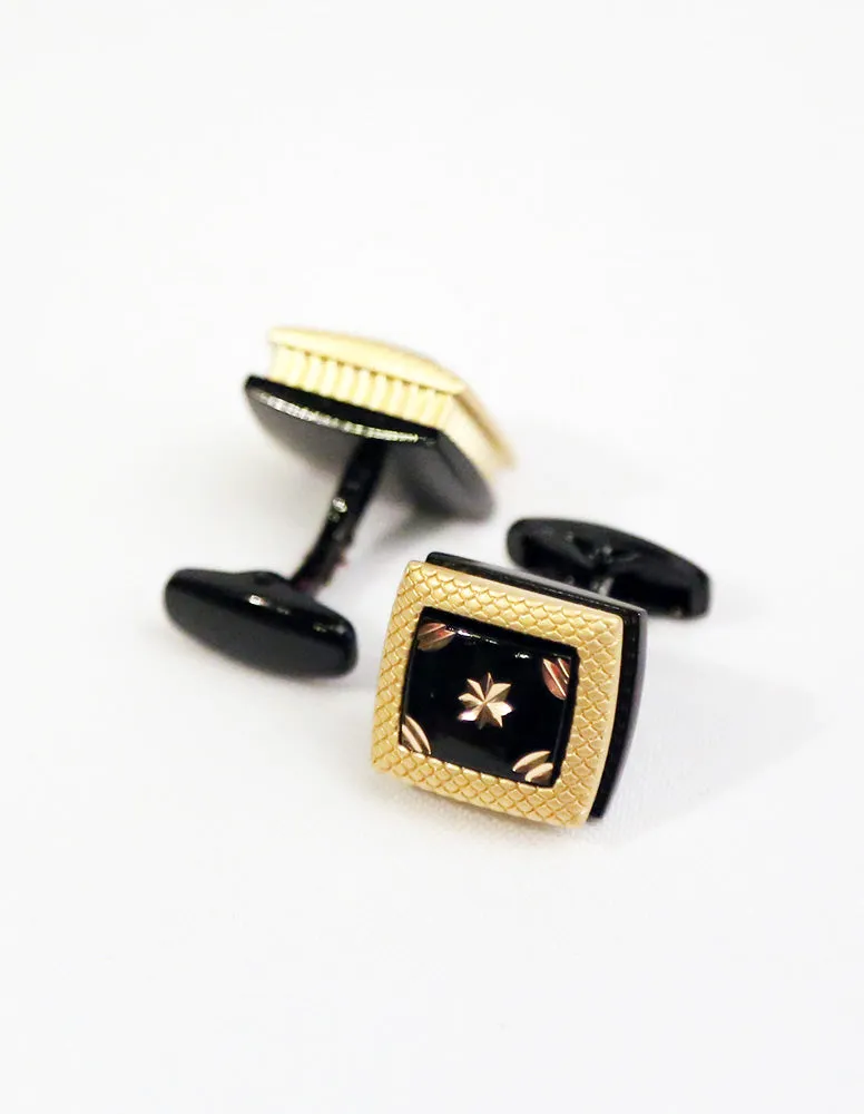 Gold Black Square Cufflink