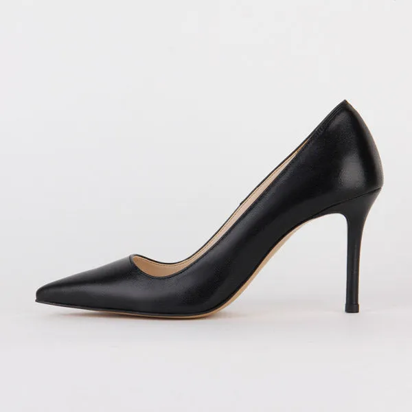 *HEMERY - black leather, 8cm size UK 1