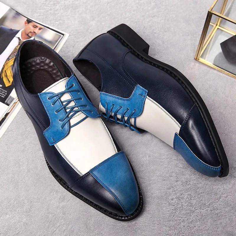 Hnzxzm Men's Fashion Wedding Party Derby Shoes Men British Patchwork Lace-up Casual Business Shoes Mens Dress Office Oxfords Flats