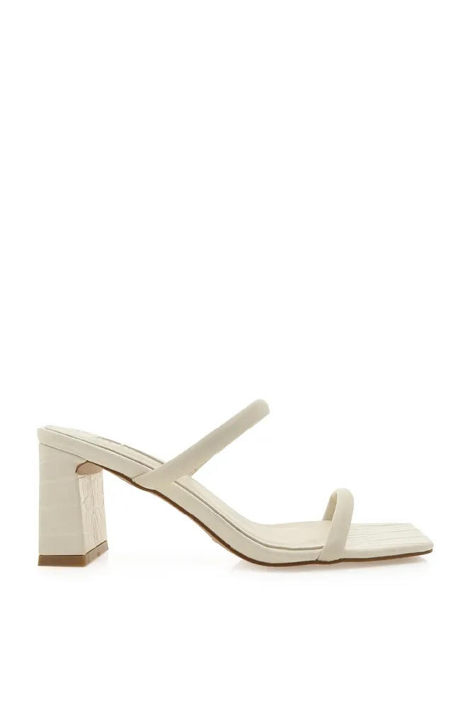 Idele Double Strap Block Heel in Bone