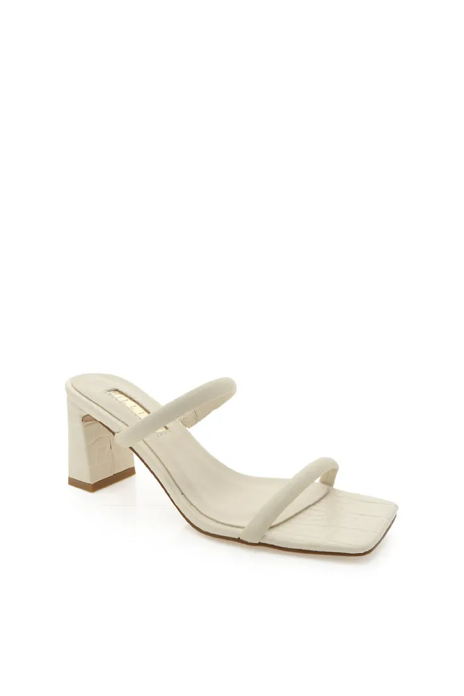 Idele Double Strap Block Heel in Bone