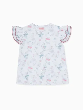 Ivory Floral Dayana Girl Cotton Shirt