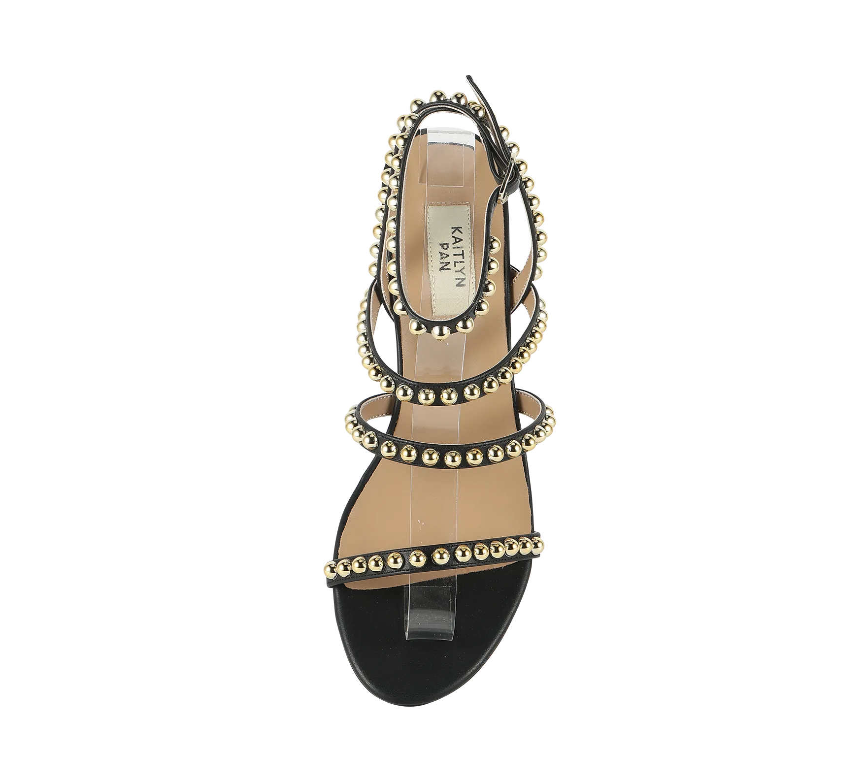 Kaisley Genuine Leather Studded Block Heel Caged Sandals