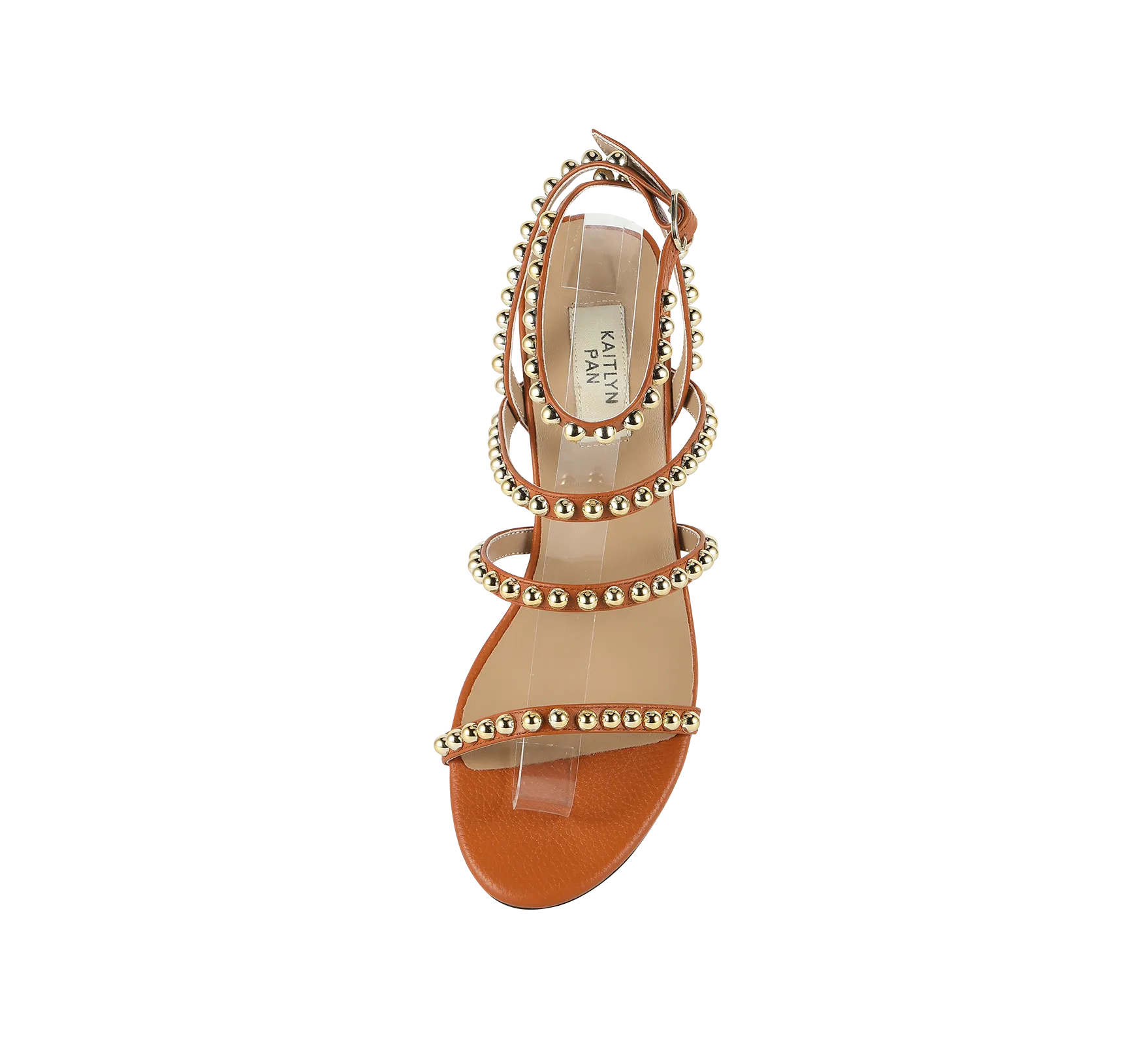 Kaisley Genuine Leather Studded Block Heel Caged Sandals