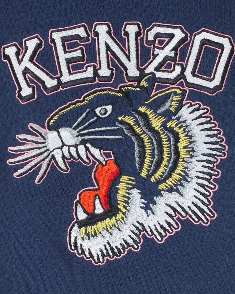 Kenzo Tiger Navy Embroidered  Cotton Sweatshirt