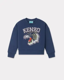 Kenzo Tiger Navy Embroidered  Cotton Sweatshirt