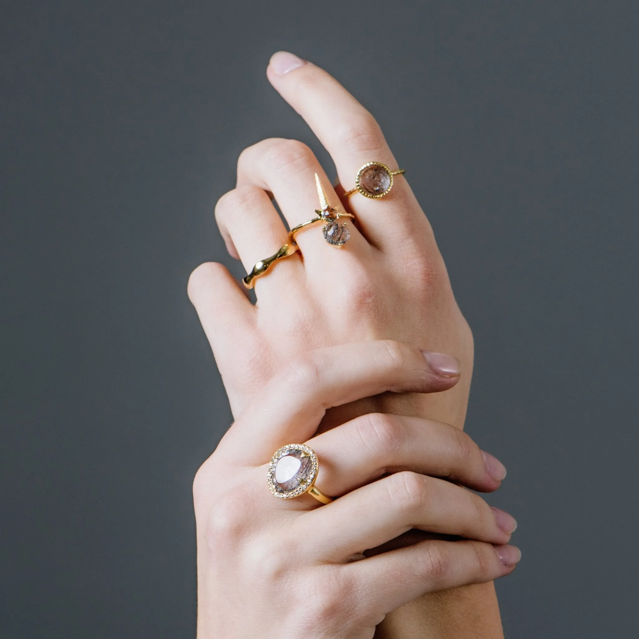 LEGACY RING - BLACK RUTILE QUARTZ & GOLD