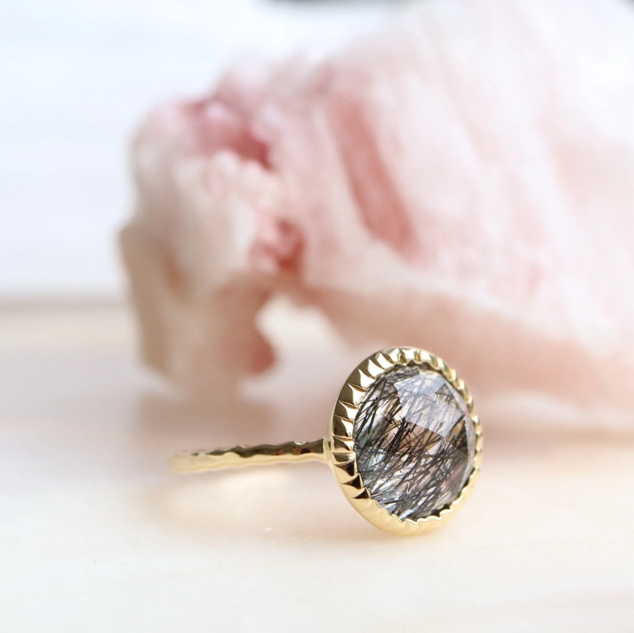 LEGACY RING - BLACK RUTILE QUARTZ & GOLD