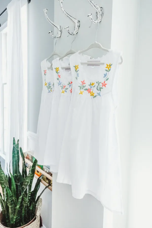 Little Girl Dress - Garland Mixed on White