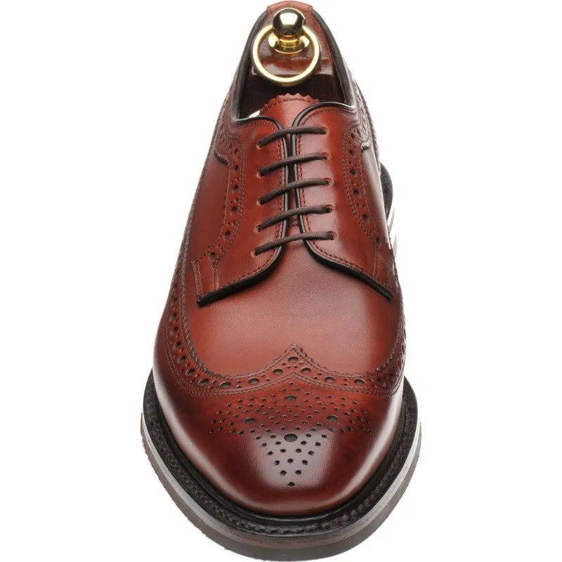 LOAKE - Birkdale Brogue Derby shoe - Conker Burnished calf