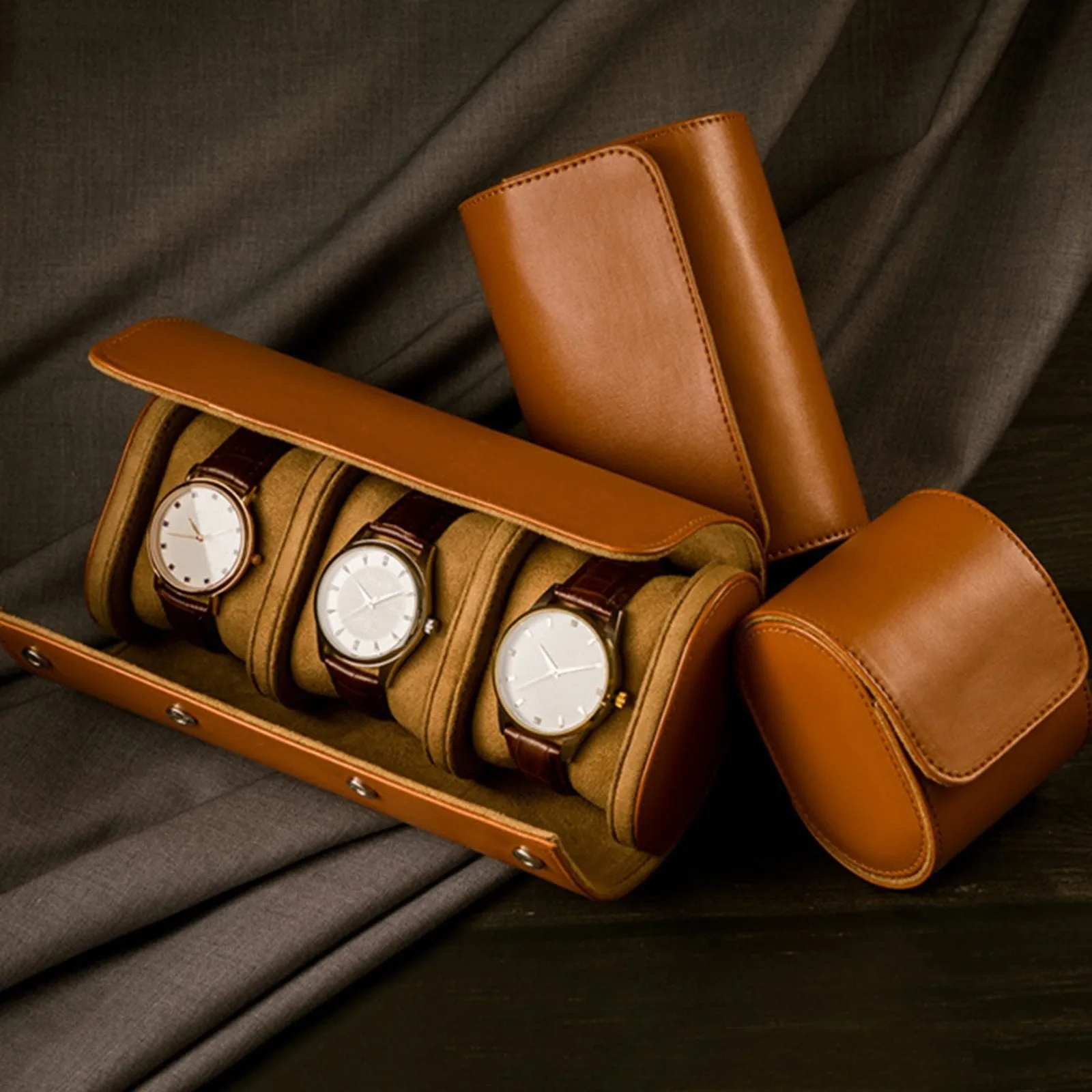 Mathis Leather Travel Watch Roll Case 1-3 Slots