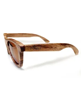 Mato Wood Wayfarer Sunglasses Polarized Brown Lens 55mm