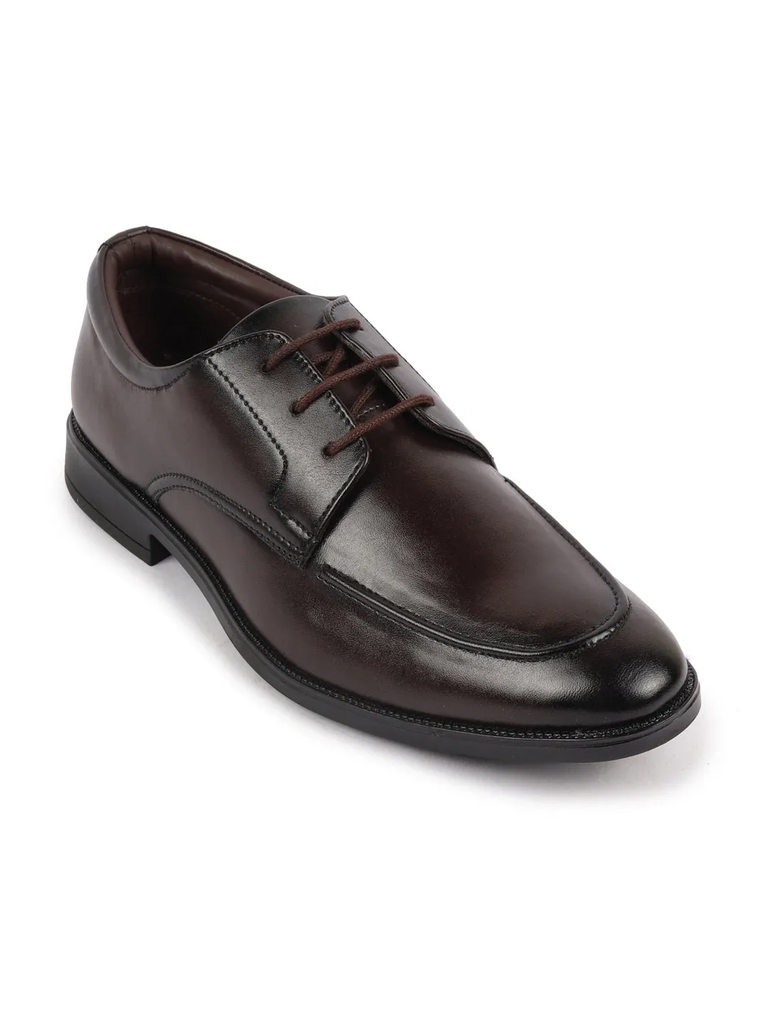 Men Brown Formal Office Comfort Lace-Up Derby Shoes