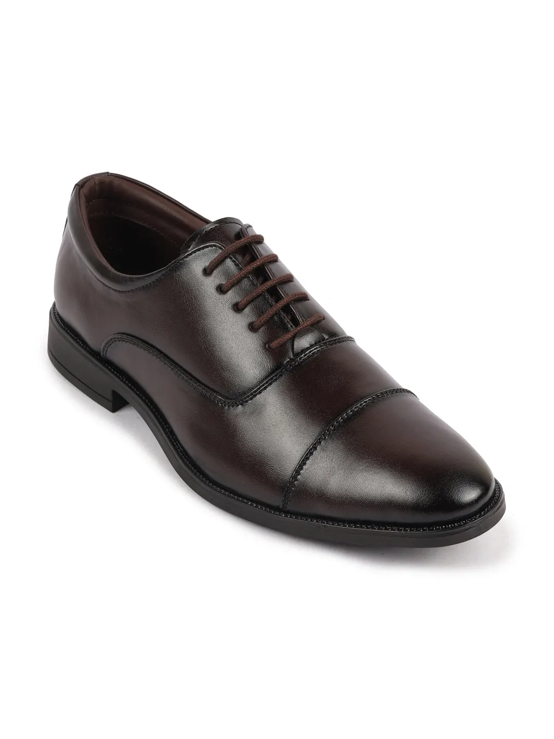 Men Brown Formal Office Work Lace-Up Derby Shoes