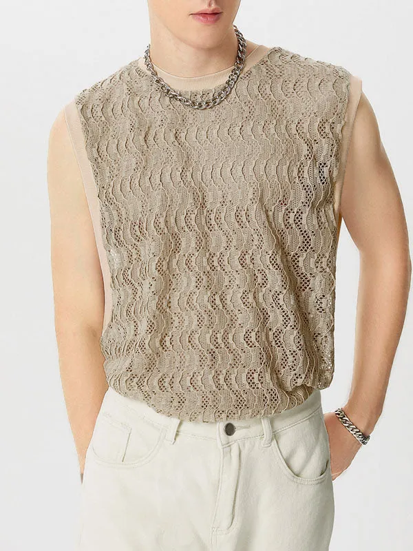 Mens Hollow Out Crew Neck Sleeveless Tank SKUK06037