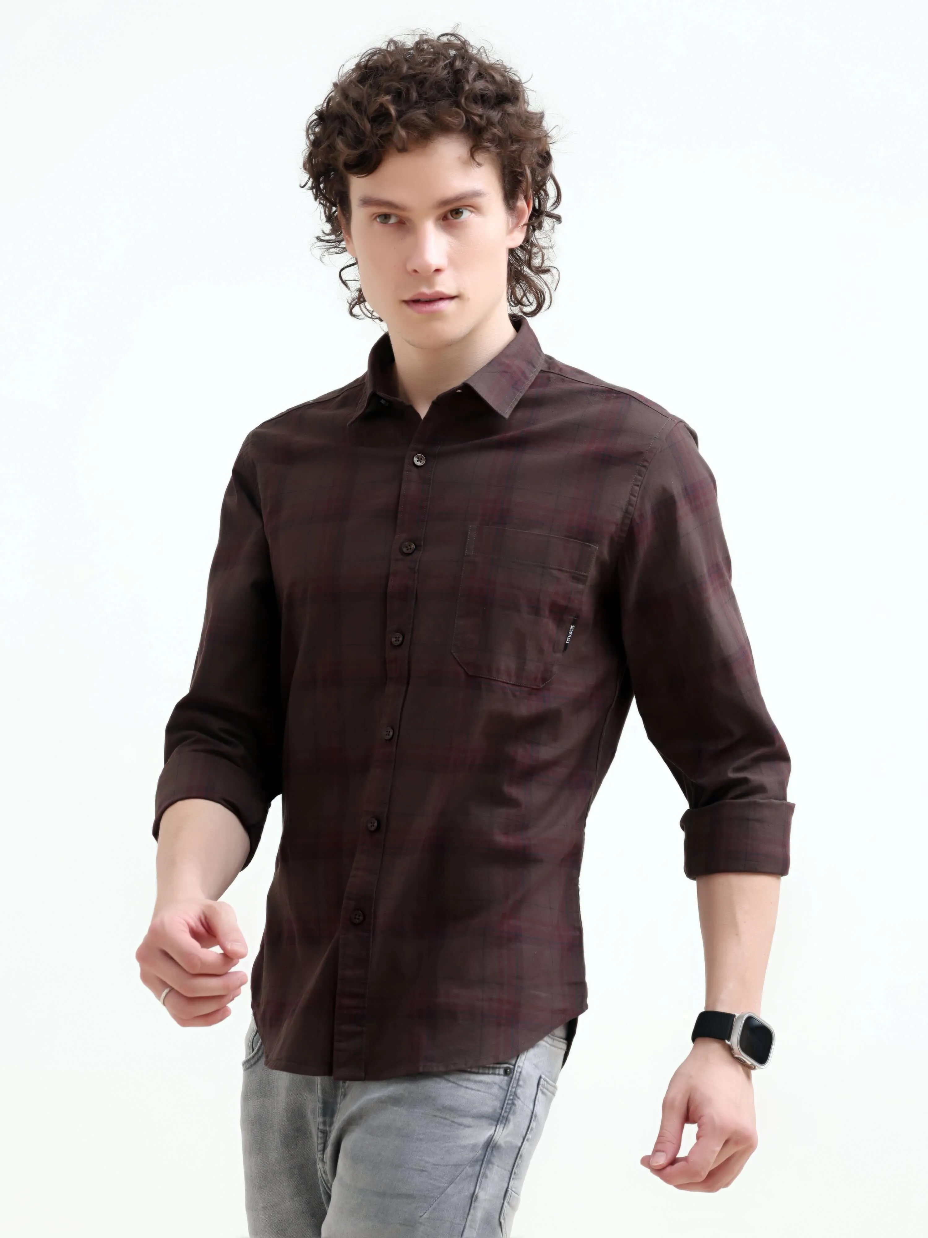 Missys brown classic plaid shirt