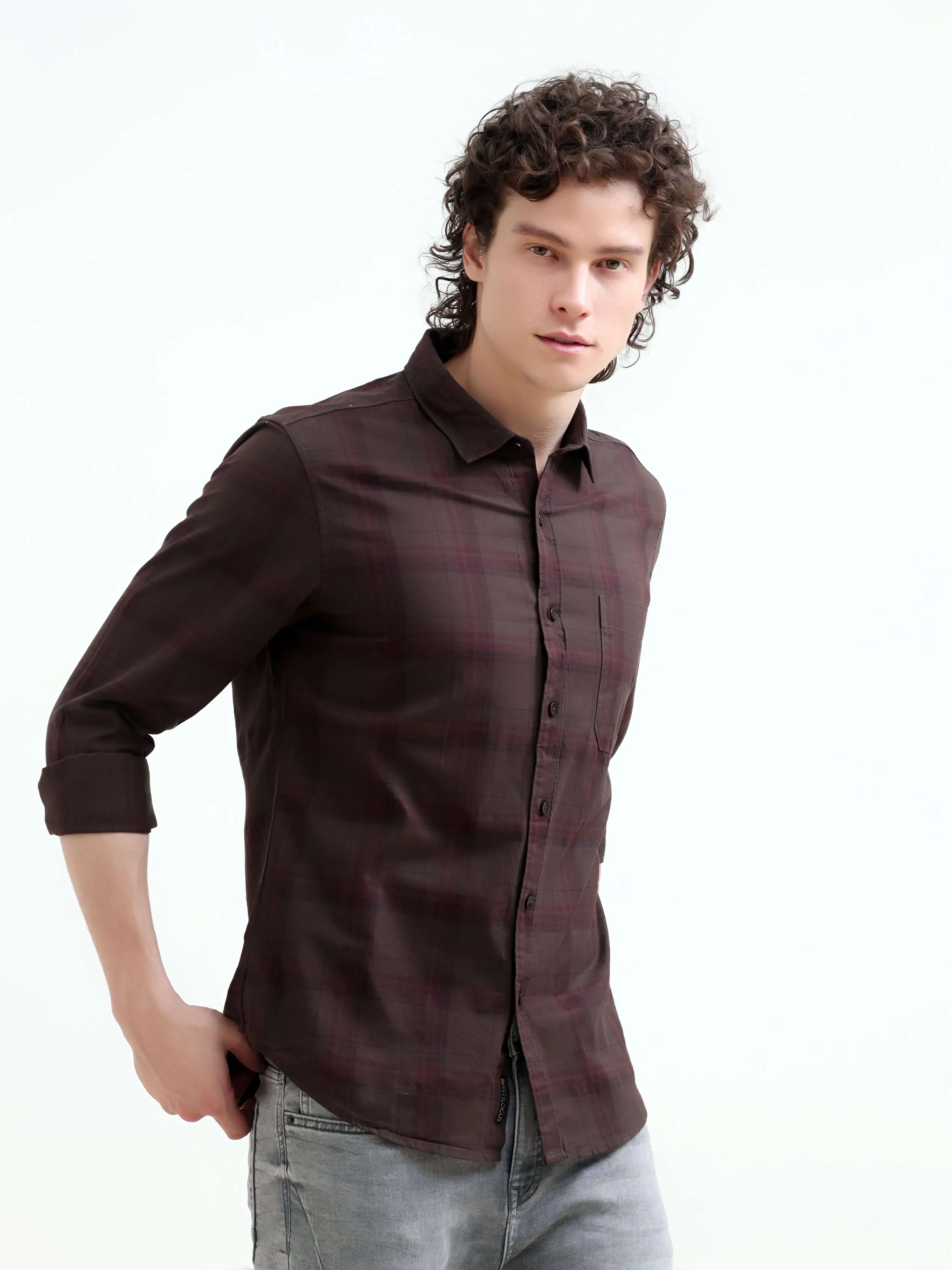 Missys brown classic plaid shirt