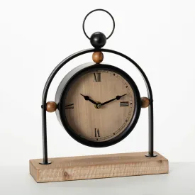 Modern Wood & Black Desk Clock