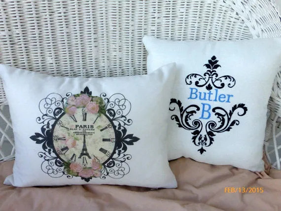 Monogrammed Pillow, Decorative Embroidered Pillow