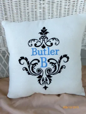 Monogrammed Pillow, Decorative Embroidered Pillow