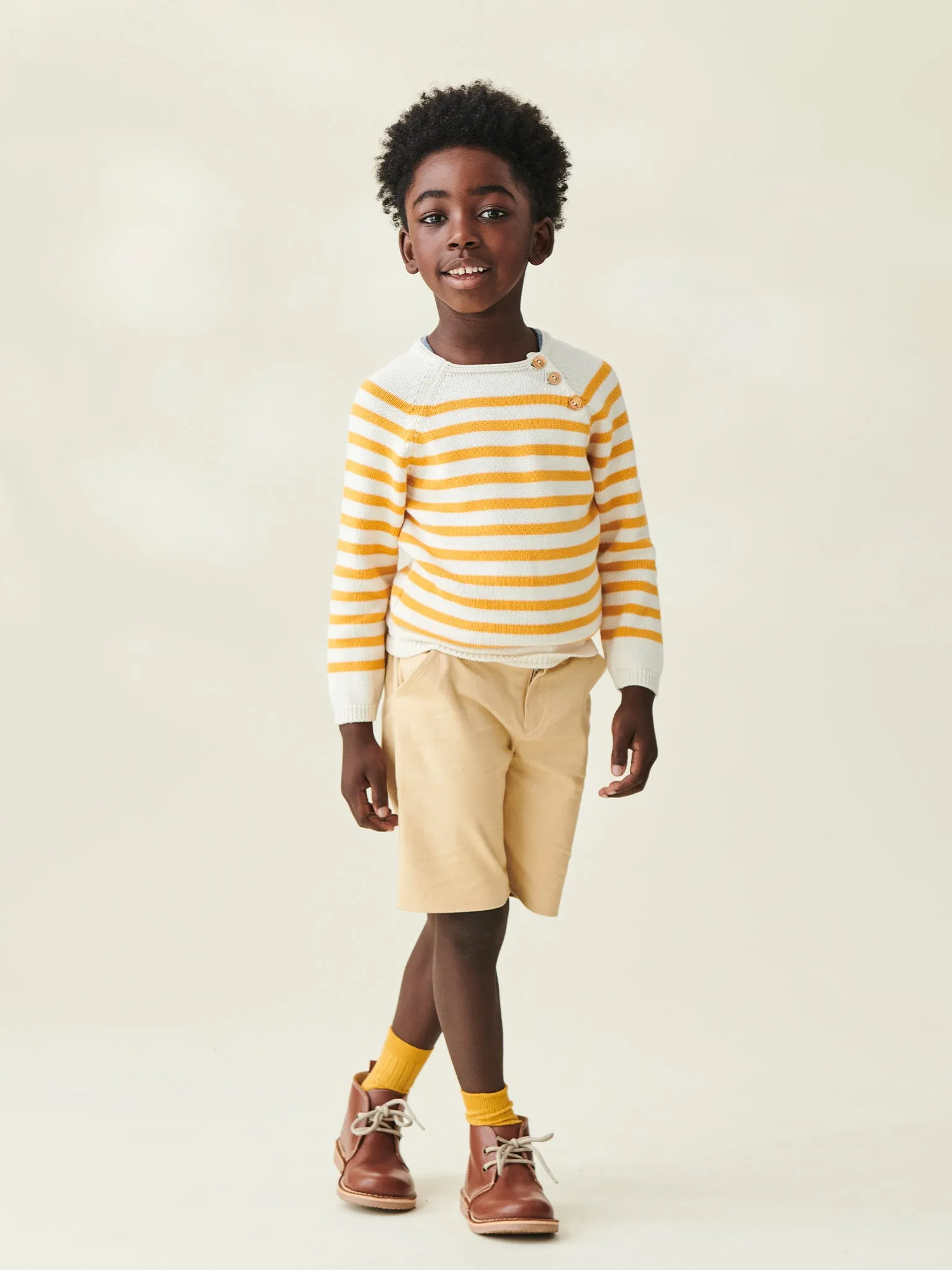 Mustard Stripe Campo Boy Cotton Jumper