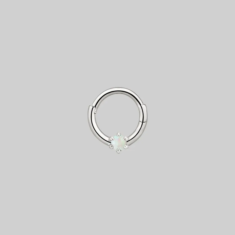 NEBULA. Opal Silver Clicker Ring - Septum