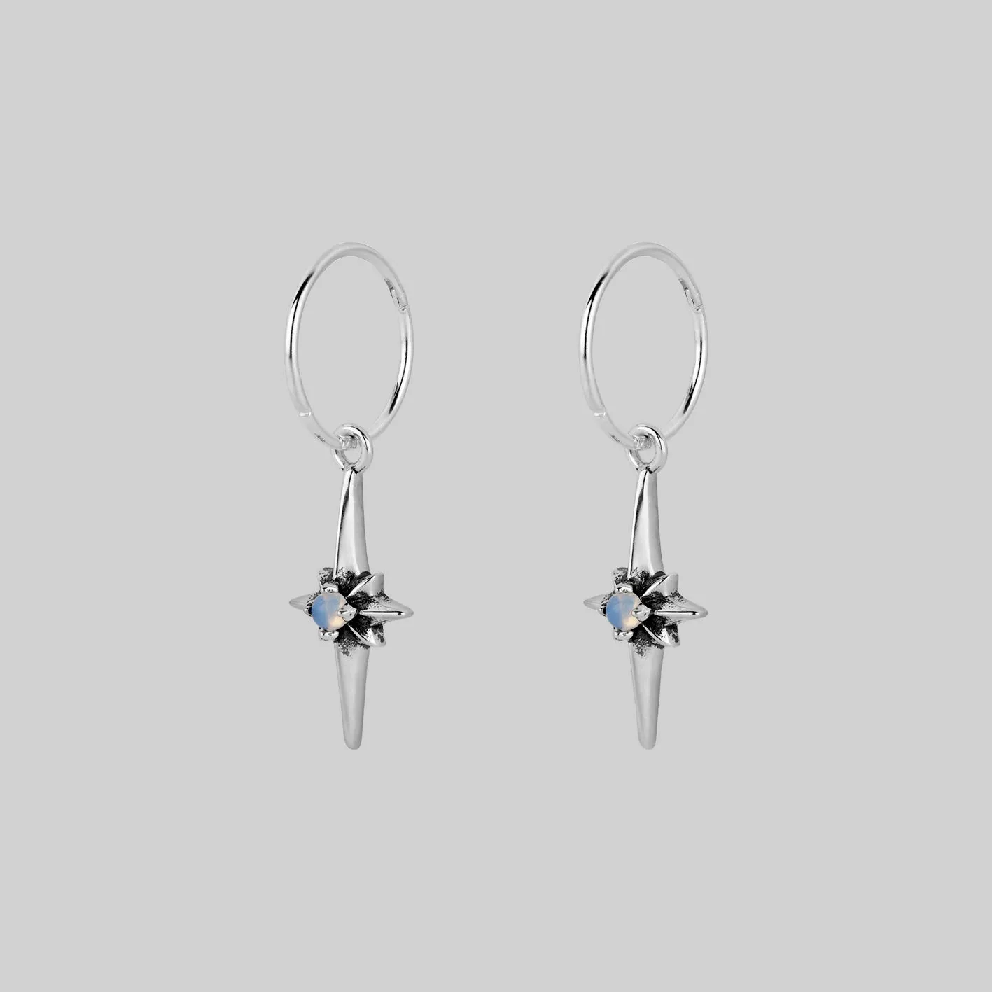 NOVA. Star Flare Opalite Hoop Earrings - Silver