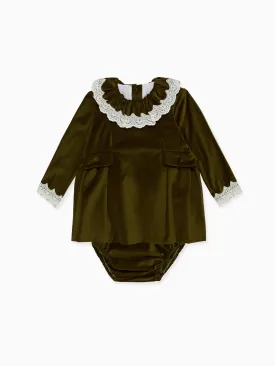 Olive Daroca Velvet Baby Girl Set